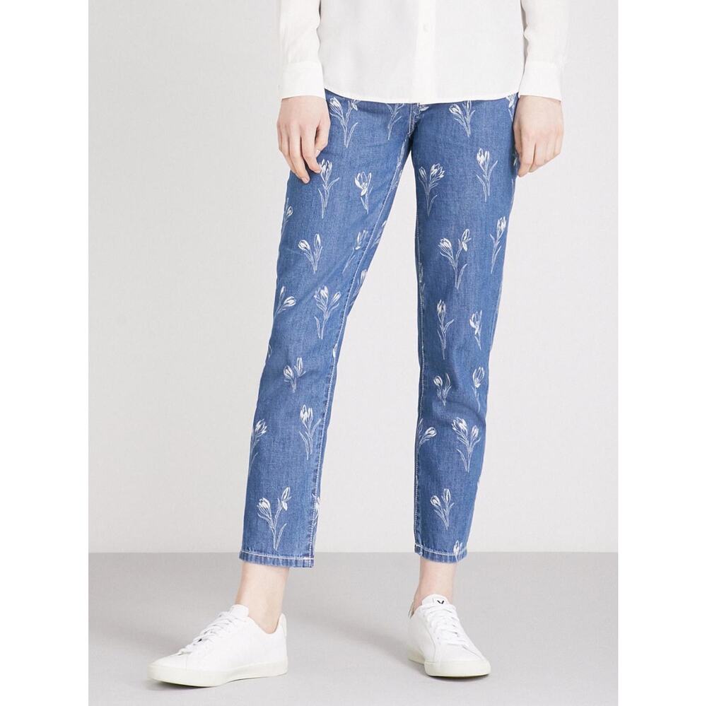 Current Elliott The Fling Flower Print Jeans Crop 29